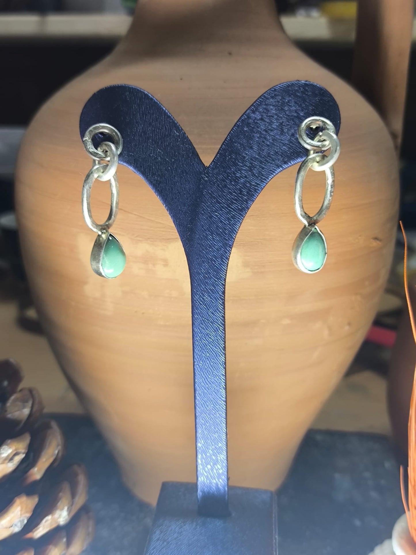 El Yapımı 925 Ayar Turkuaz Taşlı Küpe