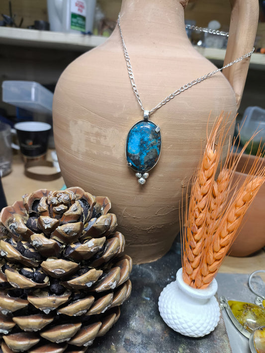 El Yapımı 925 Ayar Gümüş Firuze Taşlı Kolye