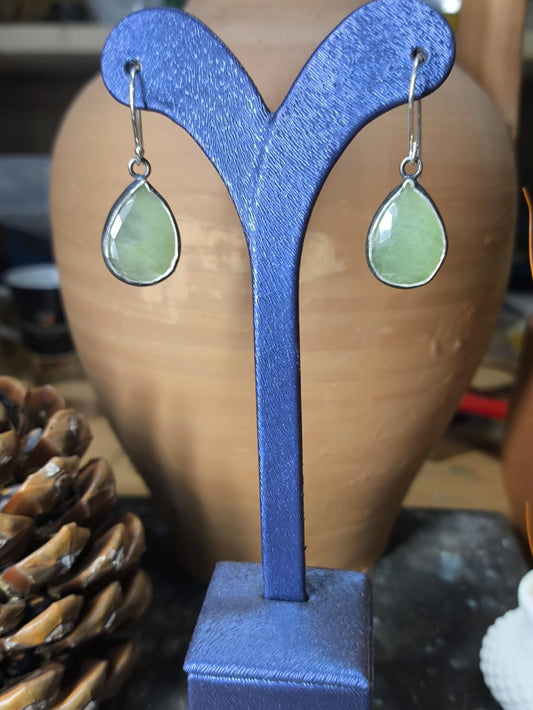 925 Ayar Gümüş Sarı Safir Taşlı Küpe