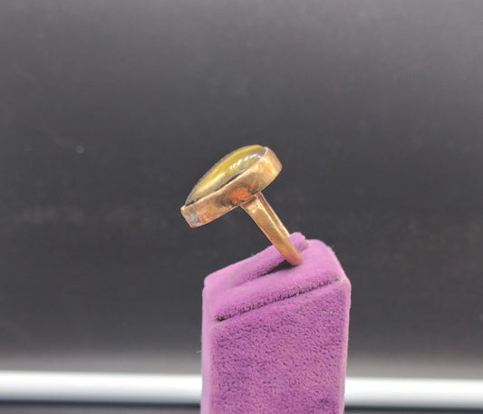 Kaplan Gözü Taşlı Bakır Yüzük