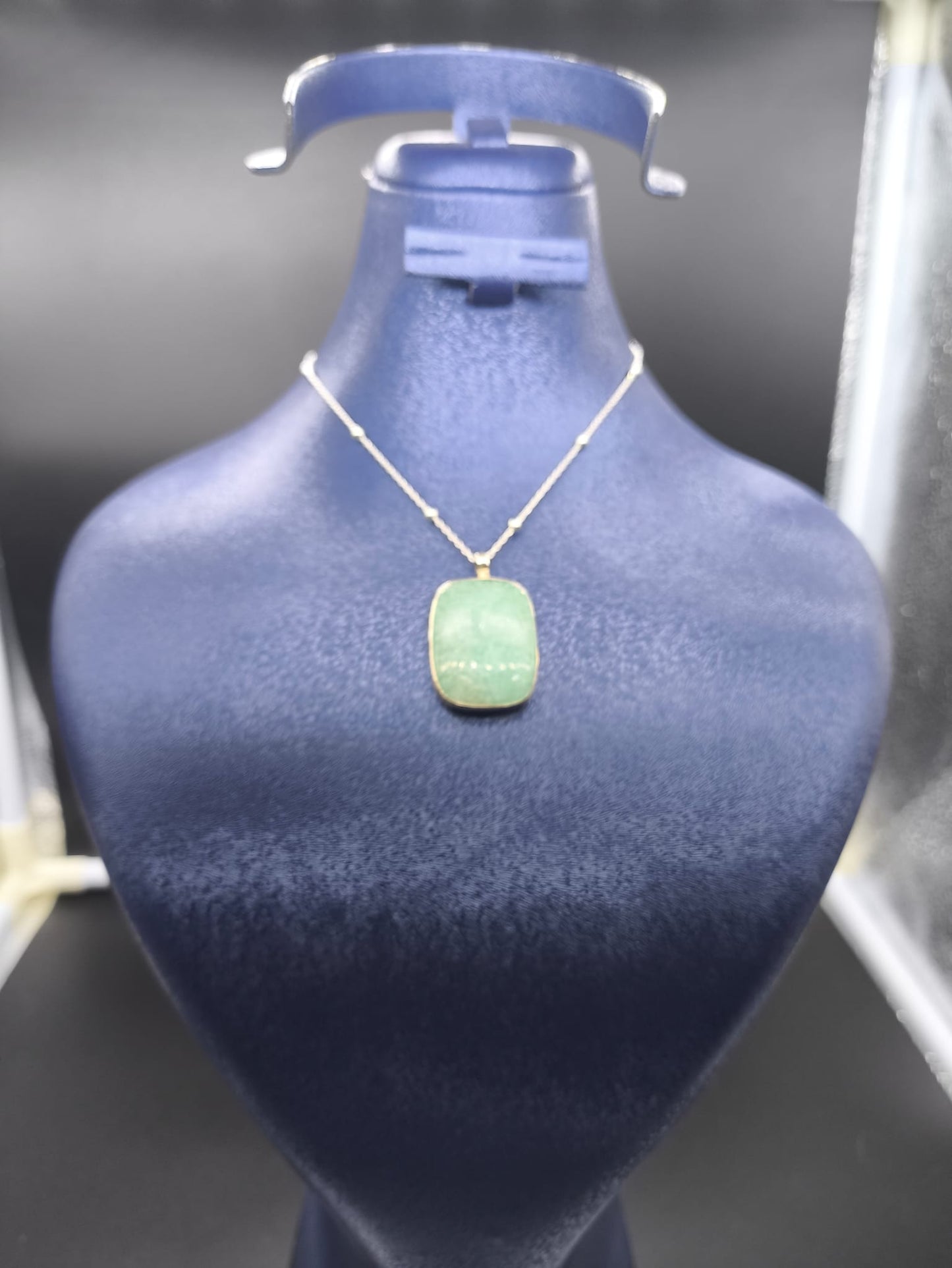 Amazonit Taşlı Gümüş Kolye